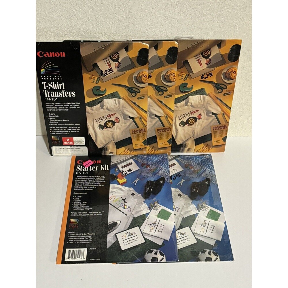 3 Canon T-Shirt Transfers TR101 - & 2 Canon Starter Kit SK-101 Lot/Bundle -. NEW